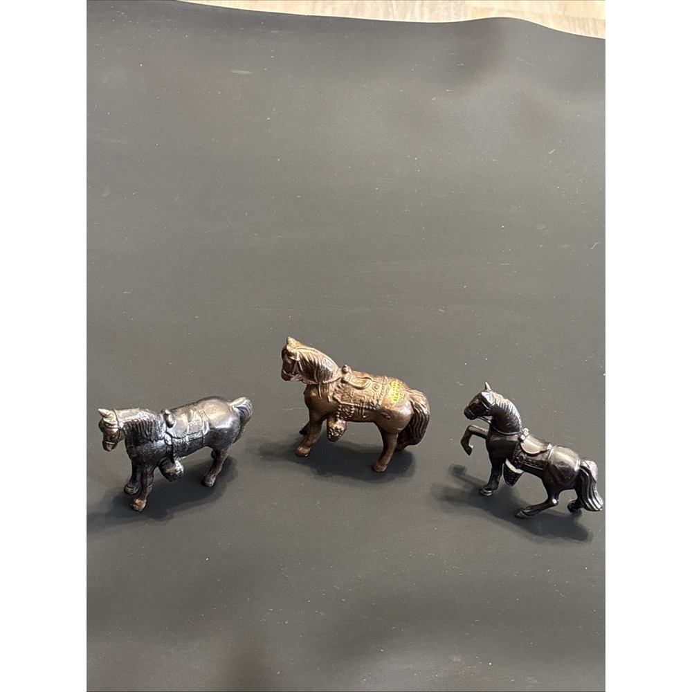 Vintage Brass & Metal Horse Figurines Lot 3 Black Hills Souvenir Glenwood MN